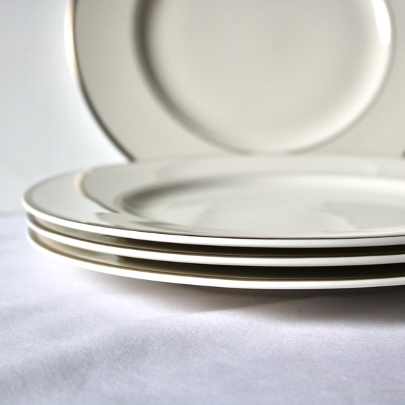 Set of 4 MIKASA White Cameo Platinum Dinner Plate Fine China Dinnerware Formal - Picture 3 of 6